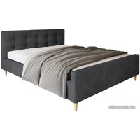 Кровать Настоящая мебель Pinko 160x200 (вельвет, с ПМ, темно-серый)