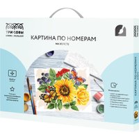 Картина по номерам Три совы Подсолнухи и бабочки КХ3040_53858