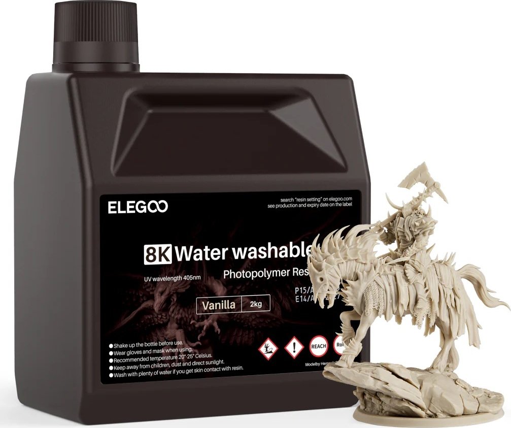 

Фотополимер Elegoo Water Washable 8K 2кг (ваниль)