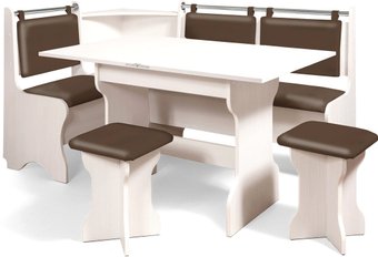 Обеденная группа Анмикс ЛДСП с кухонным уголком (бодега/кожзам коричневый)