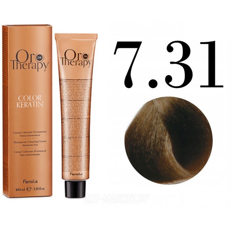 

Крем-краска Fanola ORO Therapy Color Keratin 7.31 светлый каштановый 100 мл