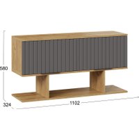 Шкаф распашной Трия Хилтон с полкой 1100 (дуб крафт золотой/графит матовый)