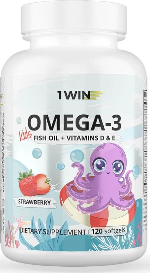 

БАД 1WIN Omega-3 Kids+Vitamins D&E (120 капсул, клубника)
