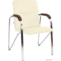 Офисный стул Белс Самба Chrome V 451375/V18 (кожзам бежевый/темный орех)