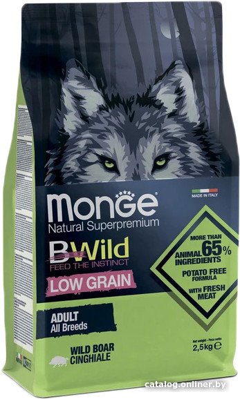 Сухой корм для собак Monge BWild Low Grain All Breeds Adult Wild Boar (для всех пород с мясом дикого кабана) 2.5 кг