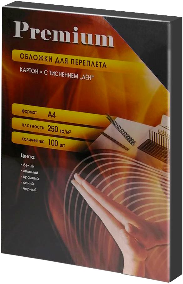 

Картонная обложка для переплета Office-Kit LBCA400250 A4 250 г/м2 100 шт (лен, черный)