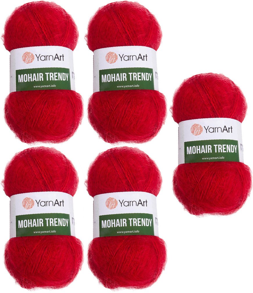 

Набор пряжи для вязания Yarnart Mohair Trendy 105 (красный, 5 шт)