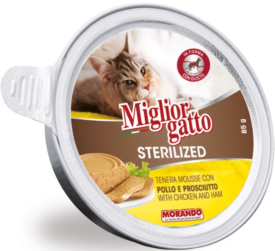 

Консервированный корм для кошек MigliorGatto Sterilized Chicken and Ham 85 г