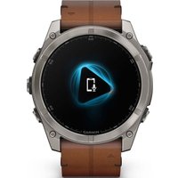 Умные часы Garmin Fenix 8 Sapphire 51мм (титановый, каштановый кожаный ремешок)