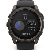 Умные часы Garmin Fenix 8 Solar, Sapphire 51мм (титановый угольно-серый с DLC-покрытием и черным ремешком)