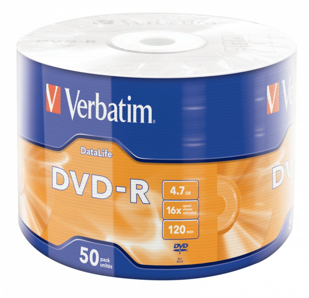 

DVD-R диск Verbatim 4.7Gb 16x 43791 (50 шт.)