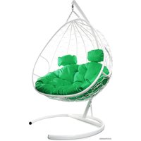 Подвесное кресло M-Group Для двоих 11450104 (белый ротанг/зеленая подушка)