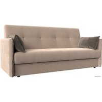 Диван Лига диванов Лига-018 117836 (велюр бежевый/подушки коричневый)