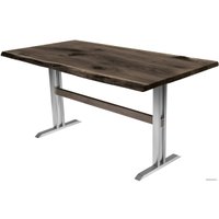 Кухонный стол Buro7 Двутавр 150 (с обзолом и сучками, дуб мореный/серебро)