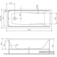 Ванна AM.PM Gem W90A-170-075W-A (с каркасом)