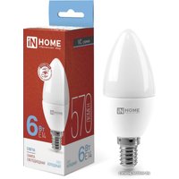 Светодиодная лампочка In Home LED-Свеча-VC 6Вт 230В Е14 6500К 570Лм 4690612030333