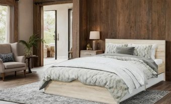 Кровать MLK Лори с ящиками 160х200 (дуб сонома/белый)