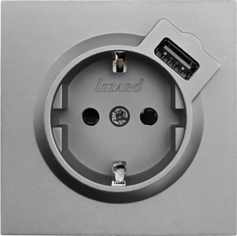 Розетка USB Lezard Zima 704-7488-181 (серый матовый)