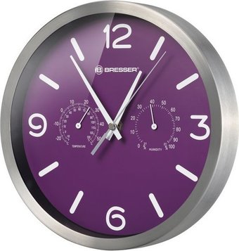 Настенные часы Bresser MyTime ND DCF Thermo/Hygro, 25 см (фиолетовый)