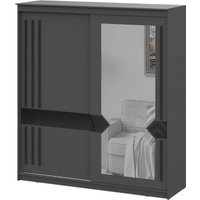 Шкаф-купе NN мебель К №25 2.0м Блэк Лайт (графит серый/лакобель/черный матовый)