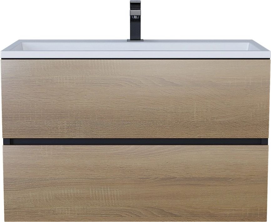 Uperwood Тумба под умывальник Barsa 80 см (черный/дуб сонома)