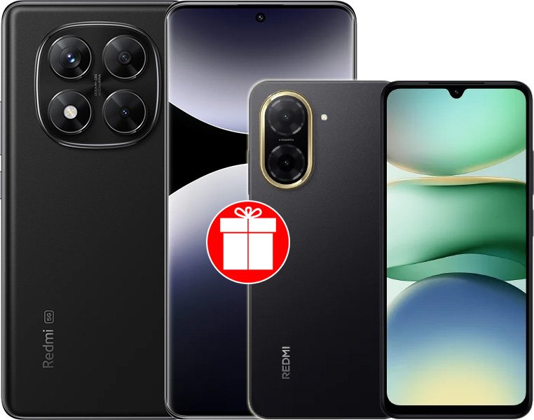 

Телефон Xiaomi Redmi Note 14 Pro 5G 12GB/256GB международная версия (черный) + смартфон Xiaomi Redmi A5 3GB/64GB (полуночный черный) по акции