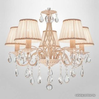 Подвесная люстра Евросвет Amelia 10054/5 белый с золотом/прозрачный хрусталь Strotskis