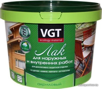 Лак VGT Для наружных и внутренних работ 9 кг (бесцветный глянцевый)