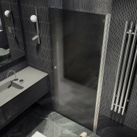 Душевая дверь MaybahGlass 60x198 MGD-801-5 (графитовое матовое стекло/хром матовый)