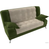 Диван Лига диванов Анна 110681 (микровельвет, бежевый/зеленый)