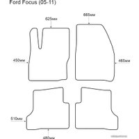 Комплект ковриков для авто Alicosta Ford Focus 05-11 (салон, ЭВА ромб, серый)