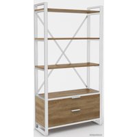 Стеллаж Hype Mebel Стандарт Люкс 80x200 (белый/дуб галифакс олово)