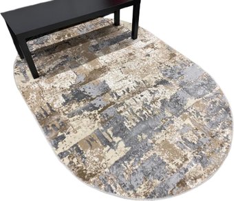 Radjab Carpet Бьянка Овал D056A 8793RK-B (1.2x1.8, Cream Shirink/Vizon Fdy)
