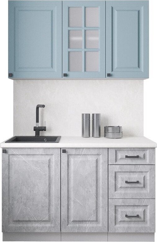 

Готовая кухня Интерлиния Мила Деко 1.3Б (керамика/океан/опал светлый)