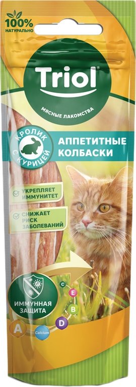 

Лакомство для кошек Triol Аппетитные колбаски из кролика с курицей (40 г)