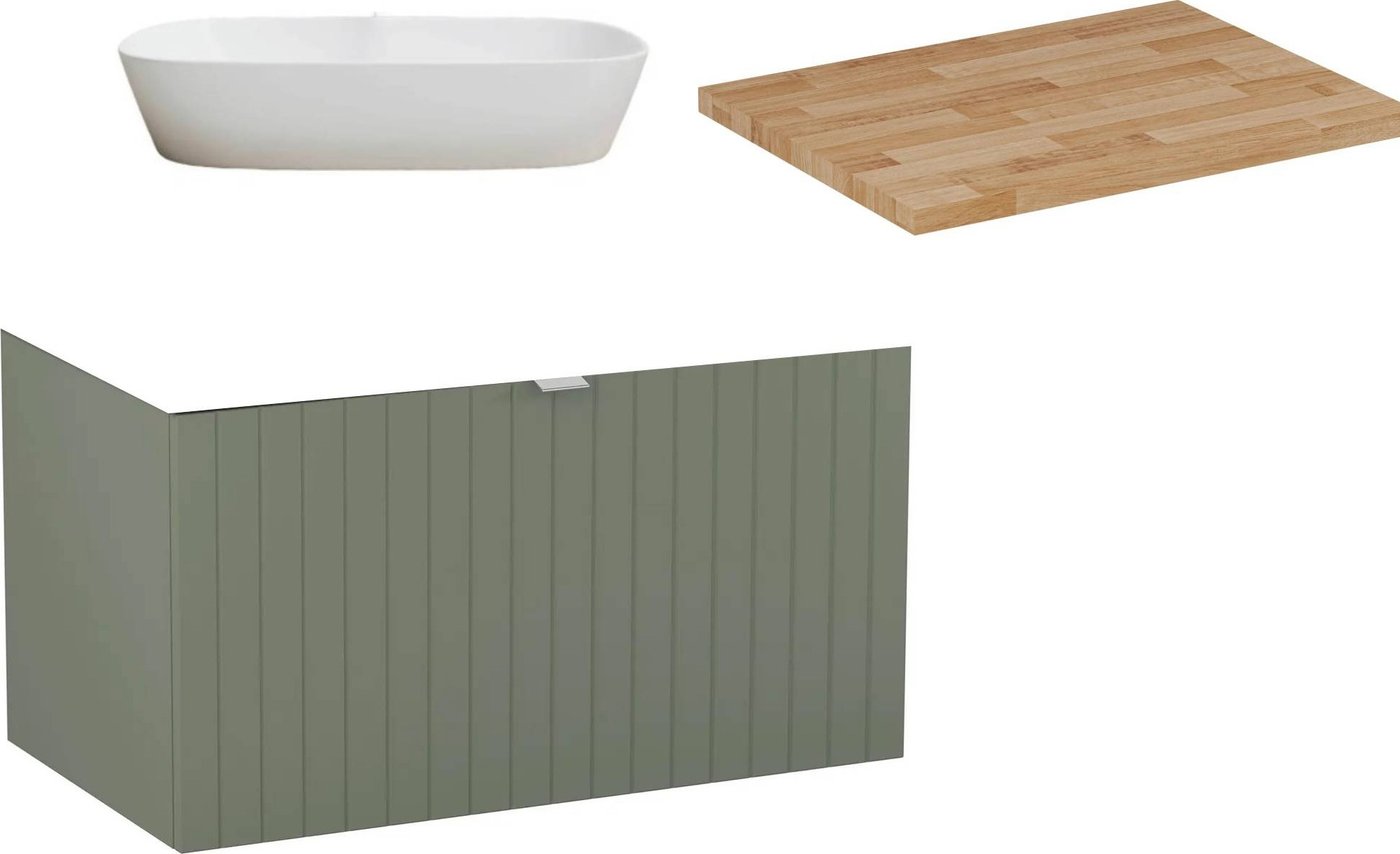 

Lauter Тумба под умывальник Melisa 80 + 21393-70 (серо-зеленый п/мат, три ручки+столешница из цельного дуба Melisa 80)