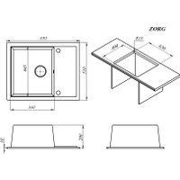 Кухонная мойка ZorG Rock 65 Premium black metallic