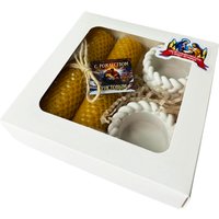 Подарочный набор Вендитио Ozarich Снежинка Рождественский с 2-мя свечами и подсвечниками (желтый)