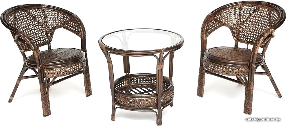 Набор садовой мебели TetChair Pelangi (стол/2 кресла, без подушек, walnut)