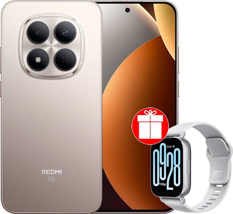 Телефон Xiaomi Redmi Note 15 Pro 5G 8GB/256GB международная версия (титановый) + умные часы Xiaomi Redmi Watch 5 Active (серебристый) по акции