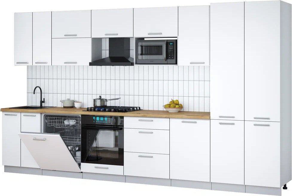 

Готовая кухня Интерлиния Мила Gloss 3.7-ПМ2 (белый/белый/дуб бунратти)