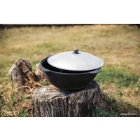 Казан Davr Metall Узбекский чугунный с крышкой, круглое дно (12 л)