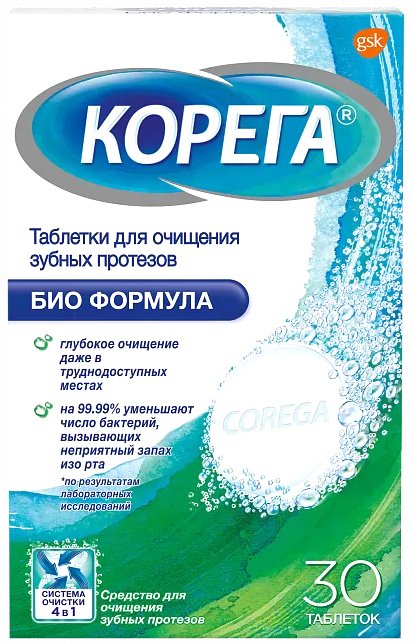 

Таблетки для очищения зубных протезов Корега Bio Formula №30