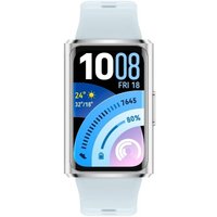 Фитнес-браслет Huawei Band 11 Pro (серебристый, с голубым силиконовым ремешком, международная версия)