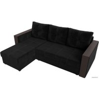 Угловой диван Лига диванов Валенсия Лайт левый (велюр, черный)