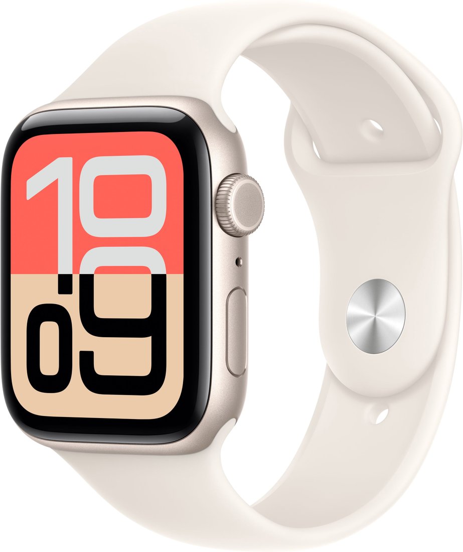 Умные часы Apple Watch SE 3 LTE 44 мм (алюминиевый корпус, звездный свет/звездный свет, спортивный силиконовый ремешок M/L)