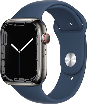 Apple Watch Series 7 45 мм (сталь графитовый/синий омут спортивный ...