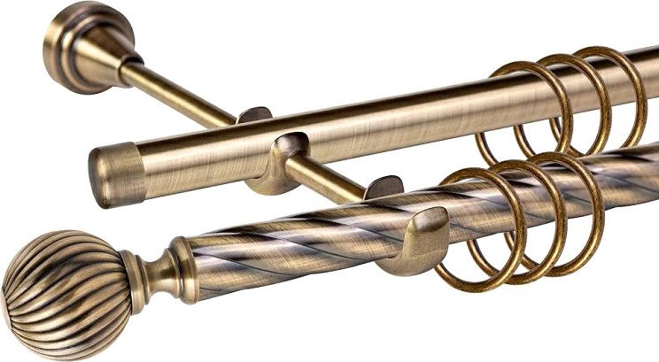 

Карниз для штор АС ФОРОС Grace D19К/19Г + наконечники Орион (2.4м, антик)