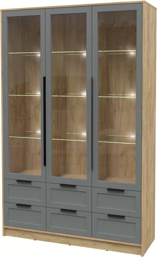 

Шкаф-витрина Интерлиния Концепт Тренд КТ-ШВ3 с подсветкой (дуб золотой/серый)