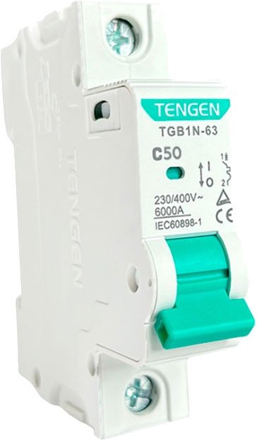

Выключатель автоматический Tengen TGB1N-63 1P 50A C 6kA 1M TGB1N-63-1-50C